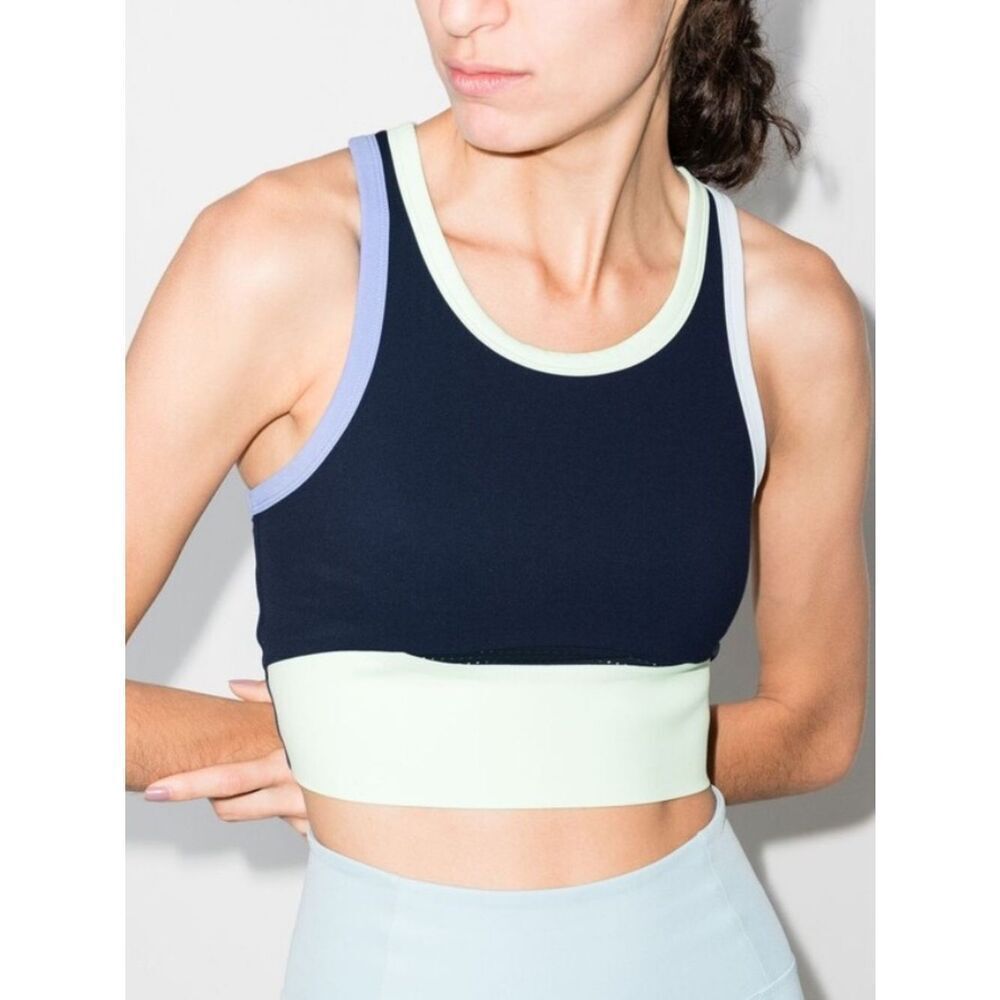Sweaty Betty Power Frame Workout Top Women's Navy Colorblock Crop Top - XS